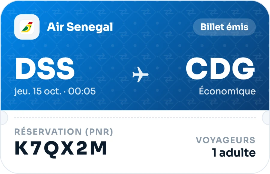 Carte d’embarquement Dakar – Paris